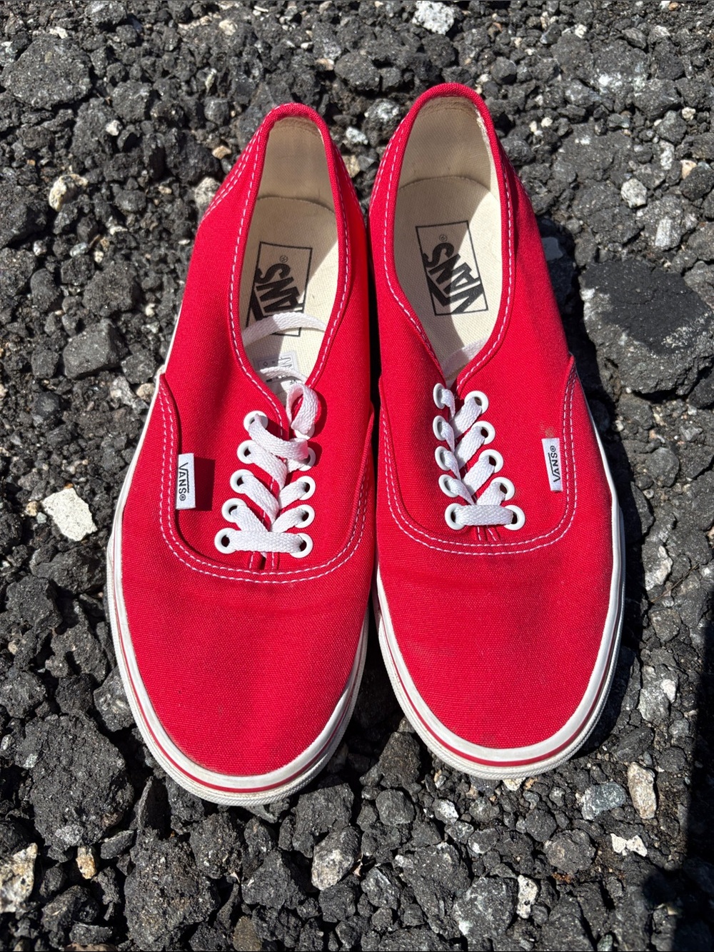 Vans Red Canvas Low-Top Sneakers with White Trim